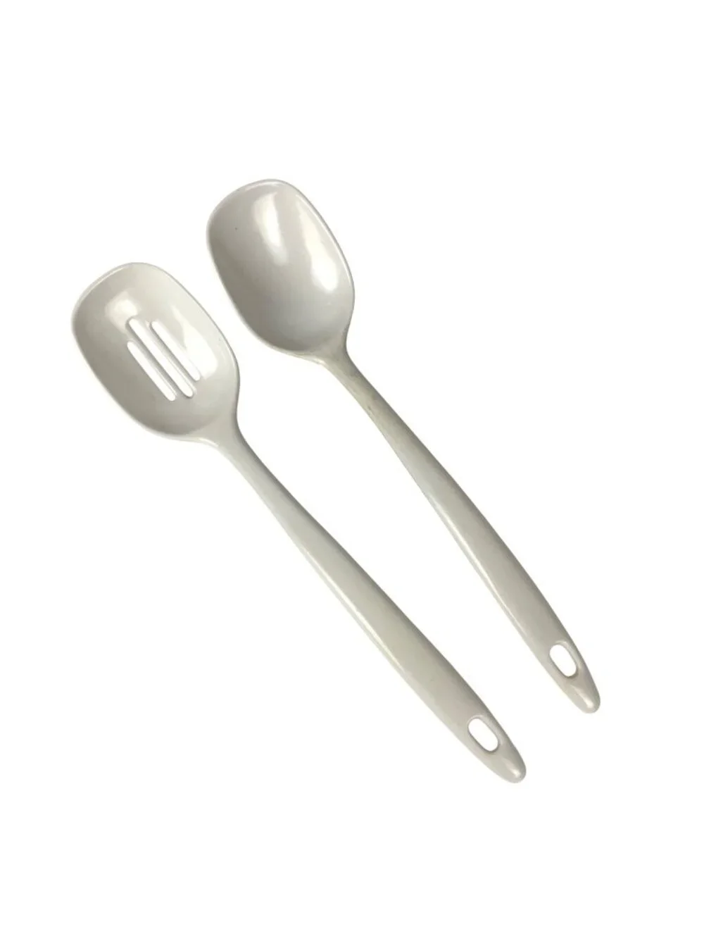 Melamine Ware Spoon Set Of 2 Solid & Slotted White 808 Kitchen Utensils